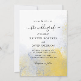 färg tvättar gult- och blå bröllopsinbjudan inbjudningar