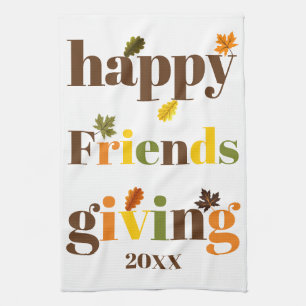 Färg typografi Lycklig Friendsgiving faller Kökshandduk