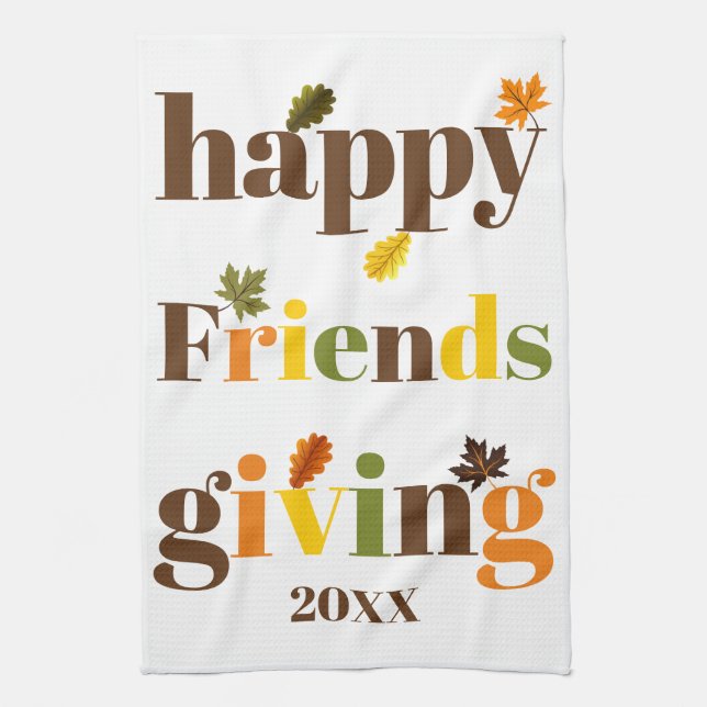 Färg typografi Lycklig Friendsgiving faller Kökshandduk (Vertikal)