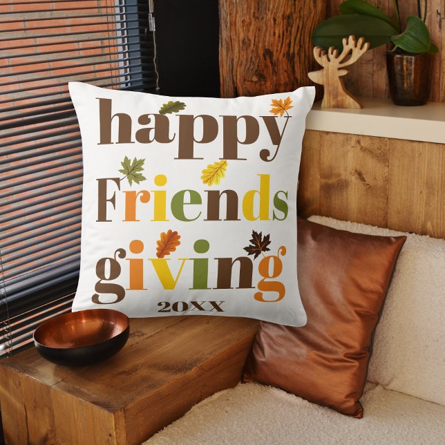 Färg typografi Lycklig Friendsgiving faller Kudde (Skapare uppladdad)