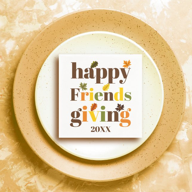 Färg typografi Lycklig Friendsgiving faller Pappersservett (Skapare uppladdad)