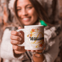 färg under hösten löv och Namn och monogrammet, in Kaffemugg