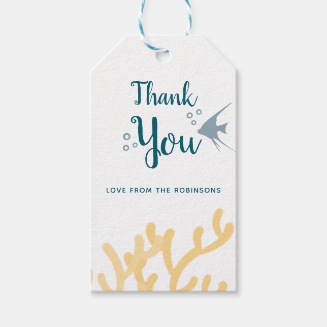 Färg under Sea Baby Shower Tack Presentetikett (Framsidan)