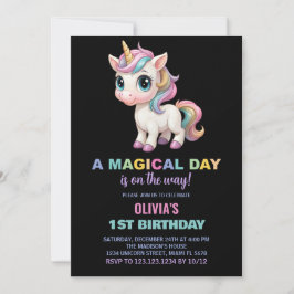 Färg Unicorn Birthday-inbjudningar Inbjudningar