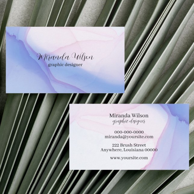 Färg, unik vattenfärgsdesigner för Lila Visitkort (Colorful Unique Purple Watercolor Designer Business Card)