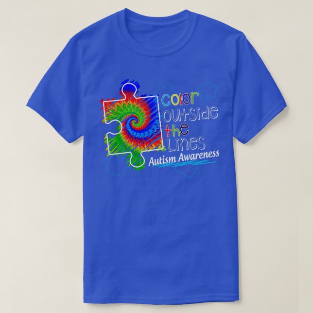Färg utanför Linjer Autism Awareness Hippie T Shirt (Design framsida)