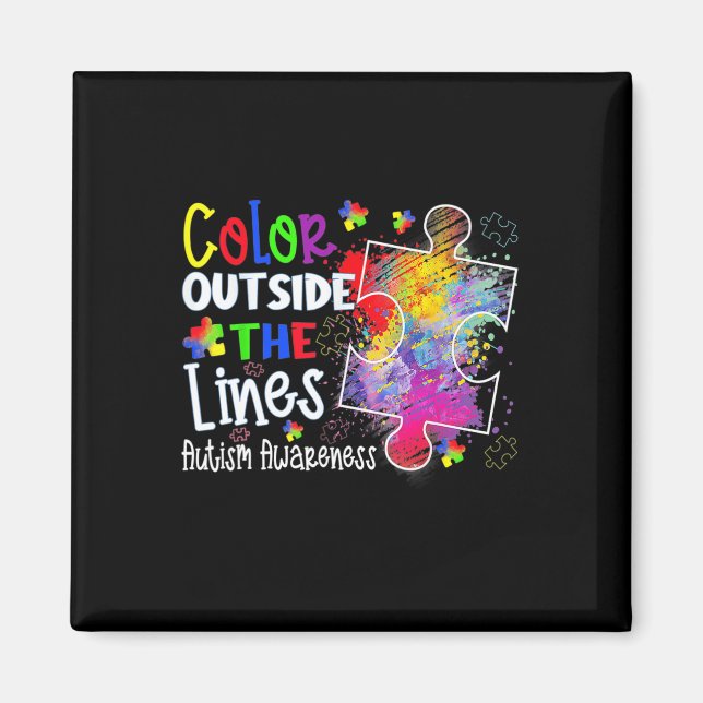 Färg utanför Linjer Autism Awareness jul Magnet (Framsidan)