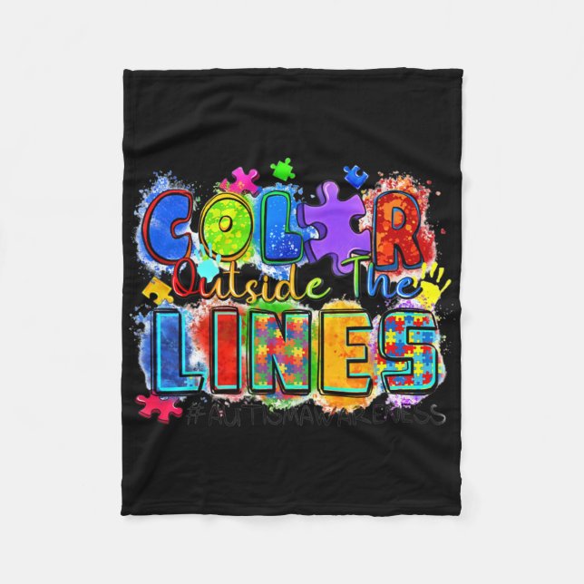 Färg utanför Linjer Världsdagen för ökad medvetenh Fleecefilt (Framsidan)