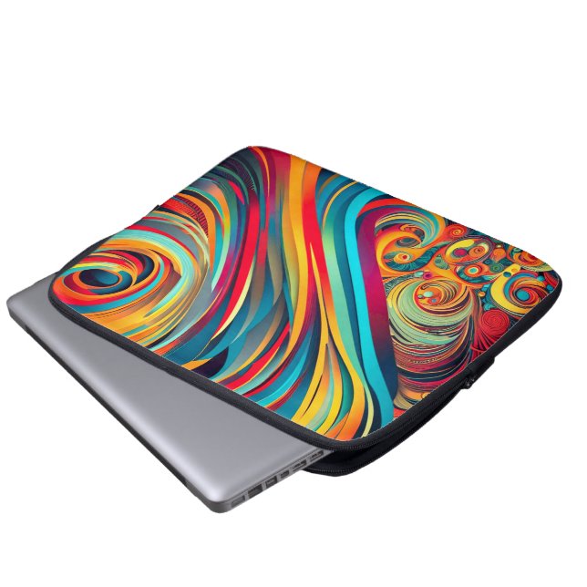Färg Våg Fusion – Modern Abstrakt Virvel Konst Laptop Fodral (Framre botten)