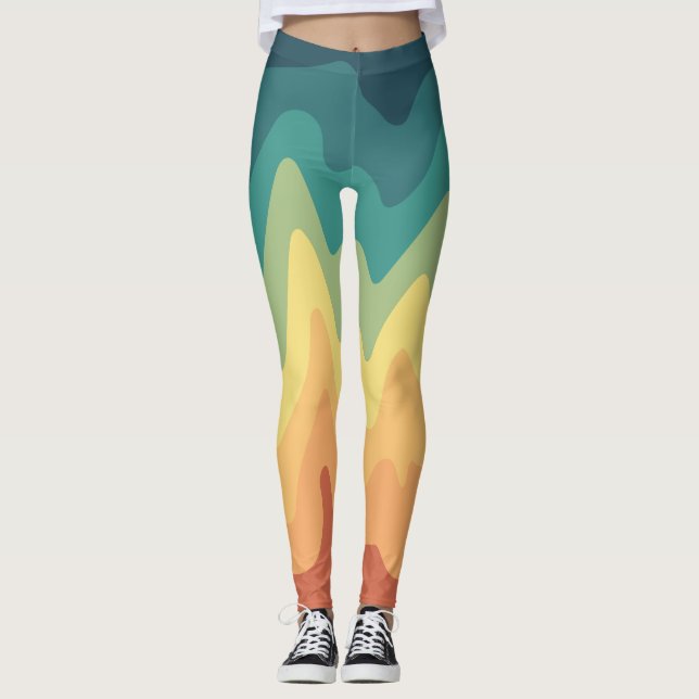 Färg Våg Horisont Leggings (Framsida)