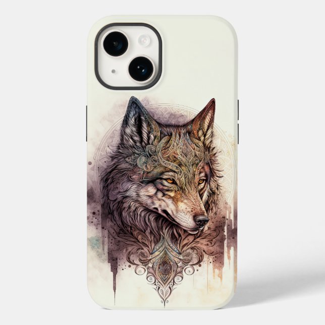 Färg Varg och Blommigtar Vattenfärgstyp (Baksida)