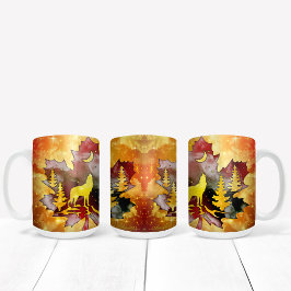 Färg Varg Silhouette med Himmel-design nattetid Kaffemugg