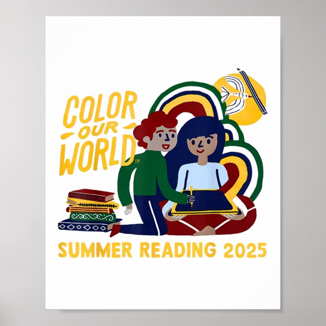 Färg: Vårt program för sommarläsning 2025 Bok L Poster (Framsidan)