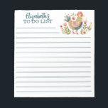 Färg vattenfärg Chicken FolkArt att göra lista Anteckningsblock<br><div class="desc">En söt personlig att göra anteckningsblock med en färgstark vattenfärgad folkkonst-kyckling. Så söt för att du prioriterar dina uppgifter. Designad av Blackberry Boulevard.</div>