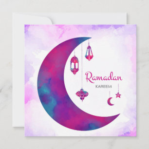 Färg vattenfärg Crescent Ramadan Kareem Julkort