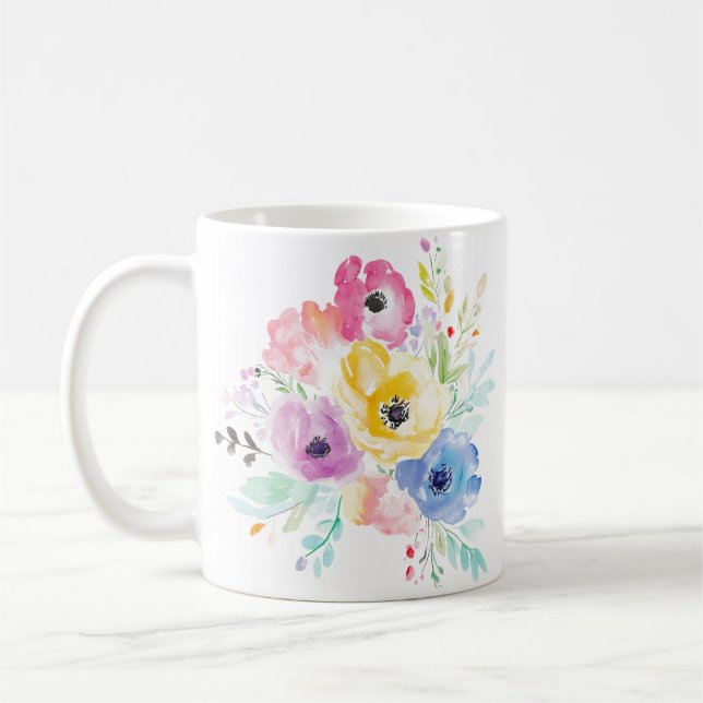 Färg vattenfärg Flower Mugg (Vänster)