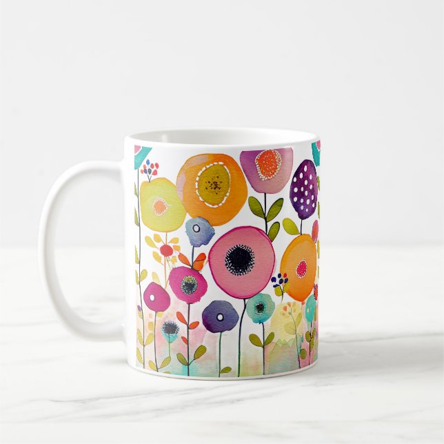 Färg vattenfärg Flower Power Mugg, 325 ml Kaffemugg (Vänster)
