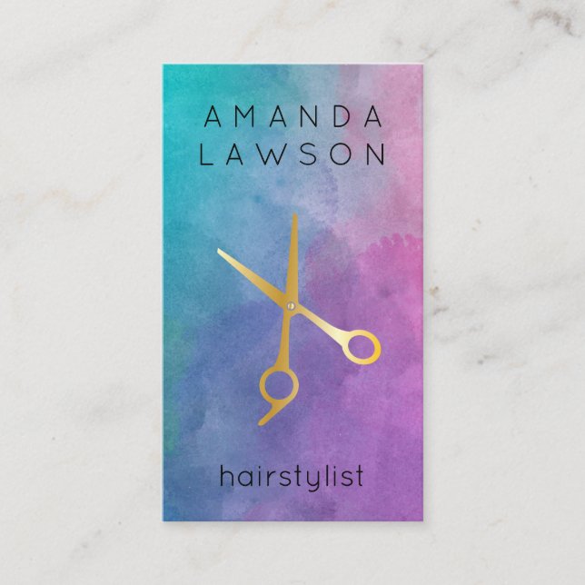 Färg vattenfärg | Hair Stylist Visitkort (Framsida)