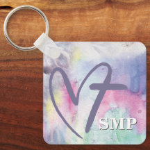 Färg vattenfärg Heart Kor Monogram