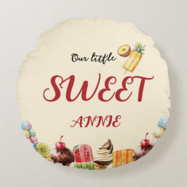 Färg vattenfärg Ice Cream Sweet Baby Shower Rund Kudde