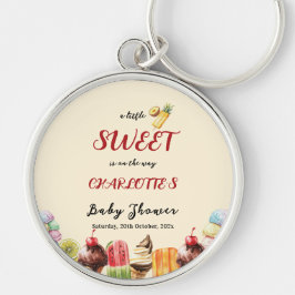 Färg vattenfärg Ice Cream Sweet Baby Shower Rund Silverfärgad Nyckelring