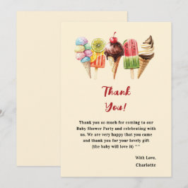Färg vattenfärg Ice Cream Sweet Baby Shower Tack Kort