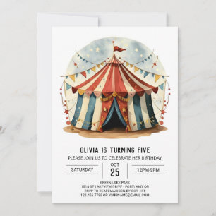 Färg vattenfärg Joy Circus Birthday Inbjudningar