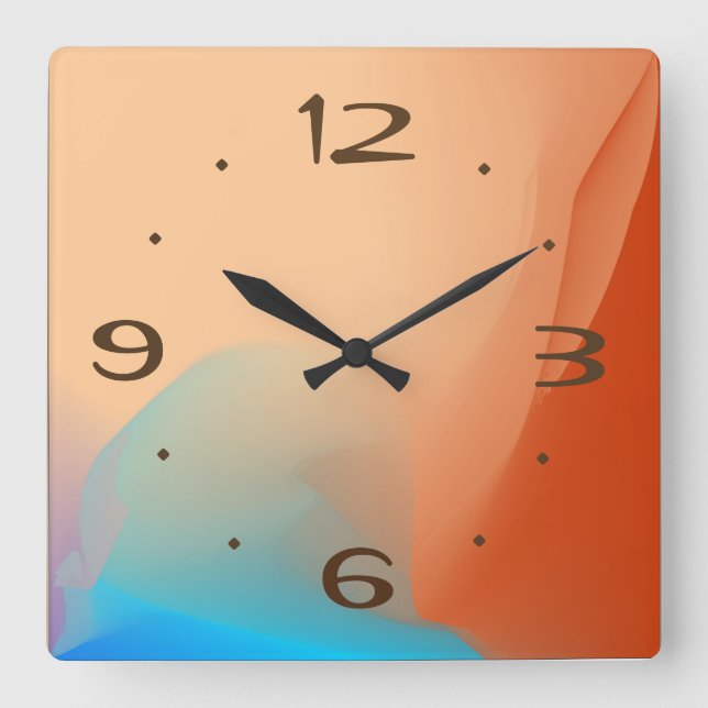 Färg vattenfärg med ton > Plain Clocks Fyrkantig Klocka (Framsida)