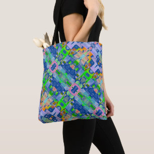 Färg vattenfärg Mönster Blue Boho Tote Bag Bag Tygkasse