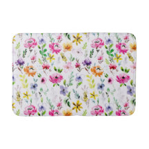 Färg vattenfärg Pastellblommor Bath Mat