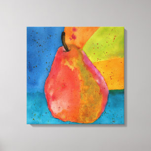 Färg vattenfärg Pear Painting Wrapped Canvas