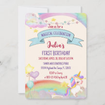 Färg vattenfärg Regnbow Unicorn Girl Birthday