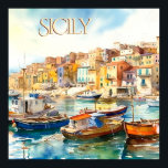 Färg vattenfärg Sicily Harbour Travel Poster<br><div class="desc">Denna poster representerar en av de många magiska visioner vi har på Sicilien - mystiken i hamnarna, småbåtarna och de ljusa färger. Njut av den vackra poster för dig själv eller som gåva. Om du har frågor kan du skicka en chatta eller ett e-postmeddelande till charmdesignstudio@rcn.com så hjälper vi dig...</div>