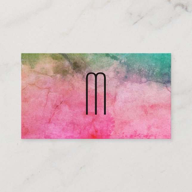 Färg vattenfärg Struktur med Monogram Visitkort (Framsida)