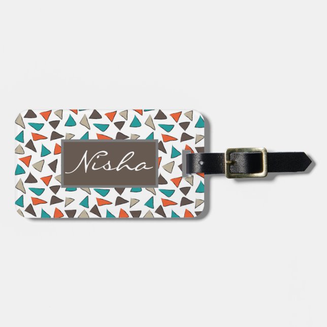 Färg vattenfärg Triangle Mönster Monogram Bagagebricka (Horisontell Framsida)