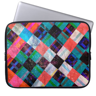 Färg vattenfärgsbakgrund med geometrisk bakgrund o laptop fodral