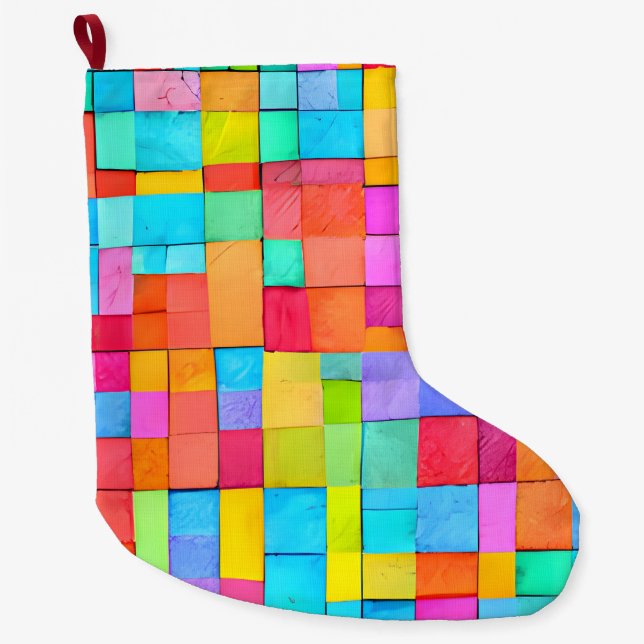 Färg vattenfärgsbild Modern Design Helgdag Stor Julstrumpa (Framsidan)