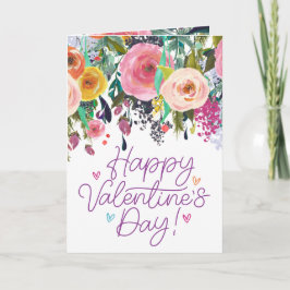 Färg vattenfärgsblomma | Glad Alla hjärtans dag Kort