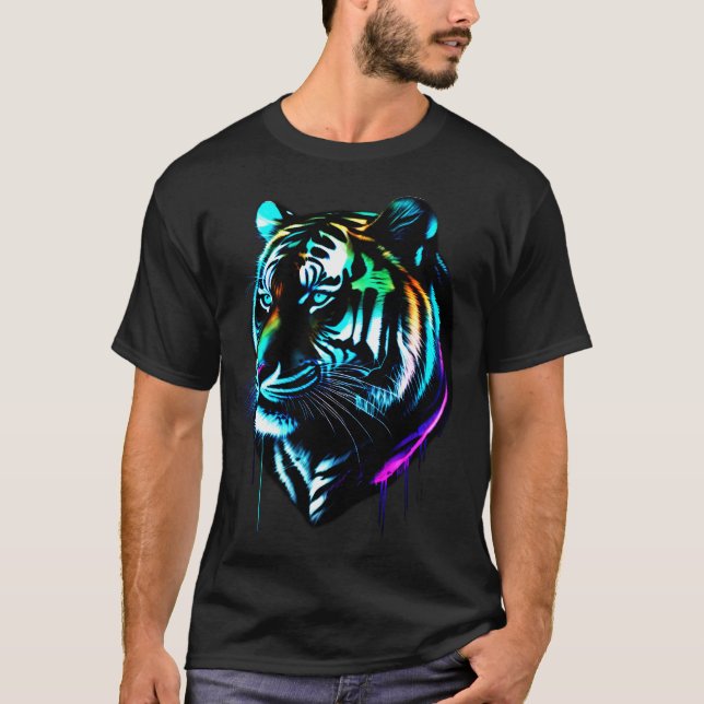Färg vattenfärgsglödttigerkolv t shirt (Framsida)