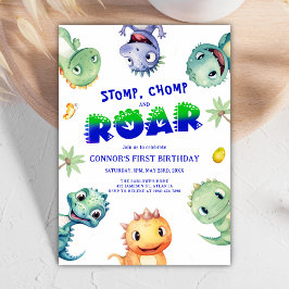 Färg vattenfärgsinosaur första Födelsedagsfesten Inbjudningar