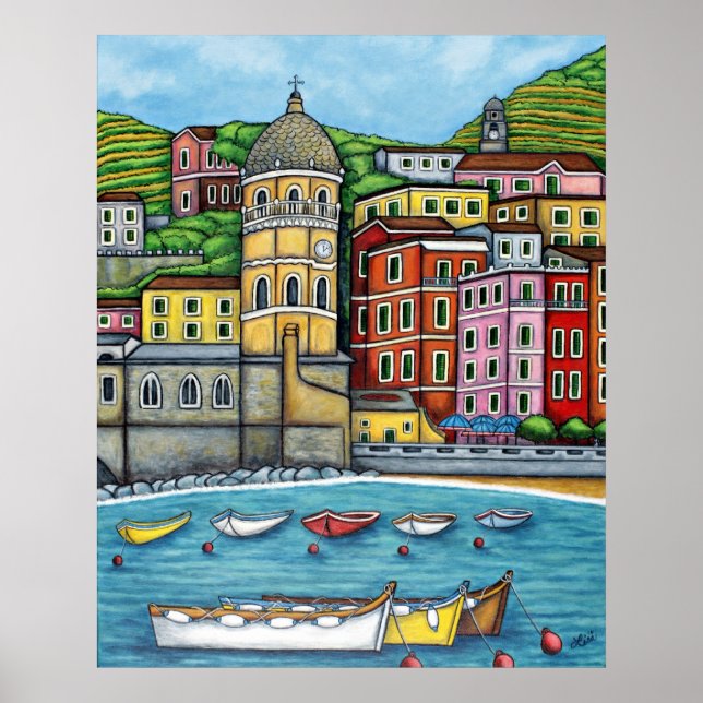 Färg Vernazza, Cinque Terre Print av Lisa Lo Poster (Framsidan)