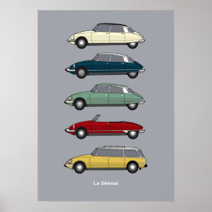 Färg version av Citroen DS Collection Poster