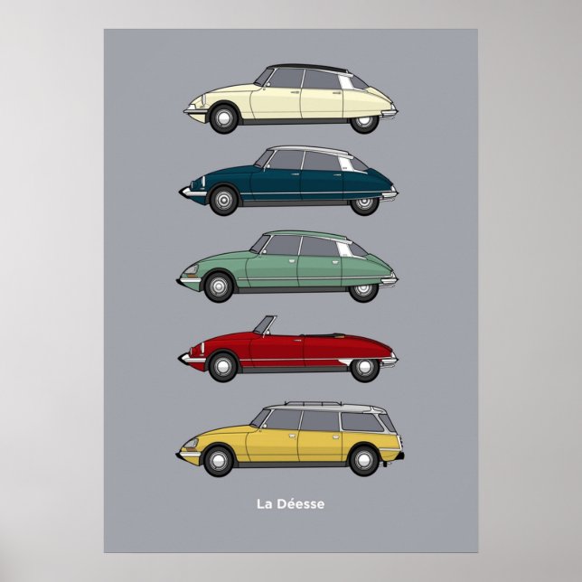 Färg version av Citroen DS Collection Poster (Framsidan)