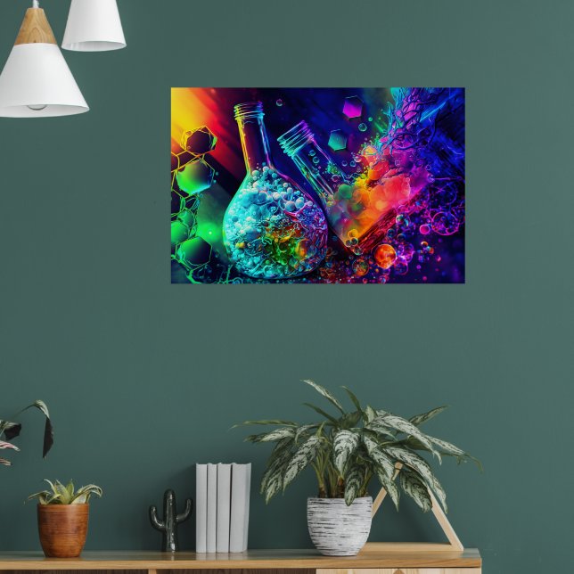 Färg-vetenskapschemistisk abstrakt neon coola poster (Vardagsrum 1)