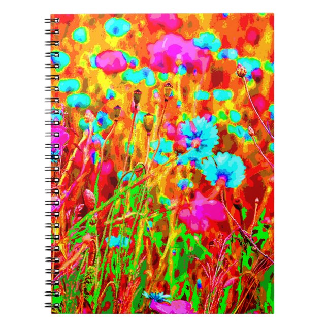 Färg Vild Meadow in Bloom Pop Art Stil Anteckningsbok (Framsidan)