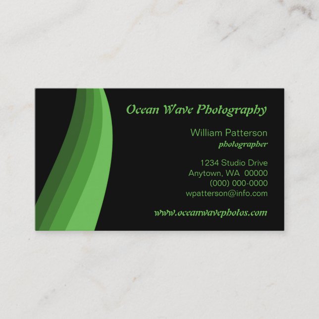 Färg Vinkara Affärskortet, Grönt Visitkort (Framsida)