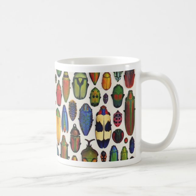 Färg Vintage Illustrerade Beetles Kaffemugg (Höger)
