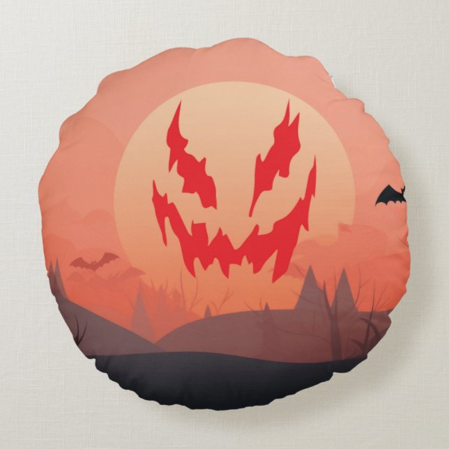 Färg_Vintage_Retro_Solnedgång Rund Kudde (Baksidan)