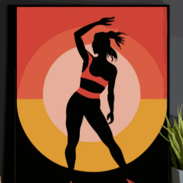 färg vintage silhuette flicka poster