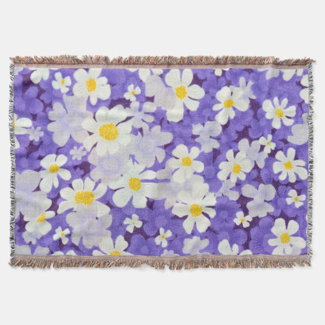 Färg Vintage: Sömlös blomma Mönster Filt (Framsidan)